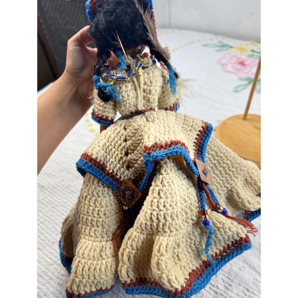 Vintage‎ Native American Style Doll Crochet Dress Collectible Souvenir Display - Picture 5 of 9